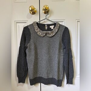 J. Crew Jeweled Herringbone Sweater